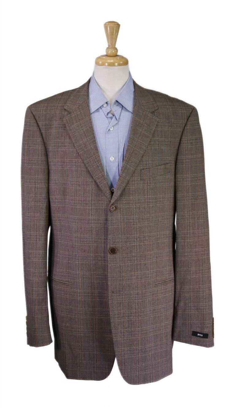 Hugo Boss Brown Orange Plaid 3-Btn Sportcoat Blazer 44L